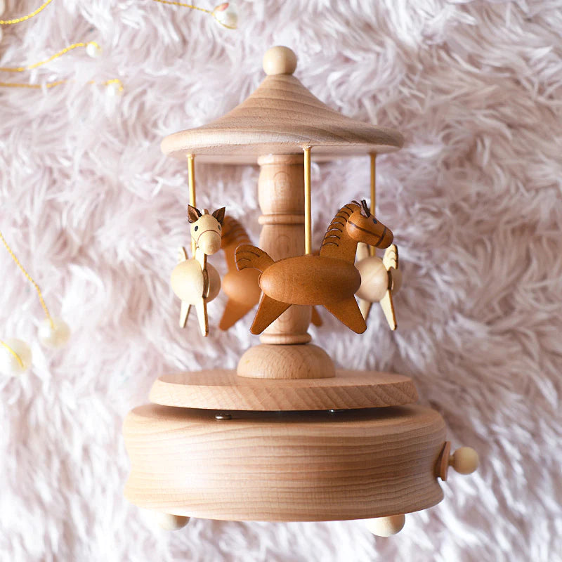 Merry Go Round Woodcraft Carousel Music Box