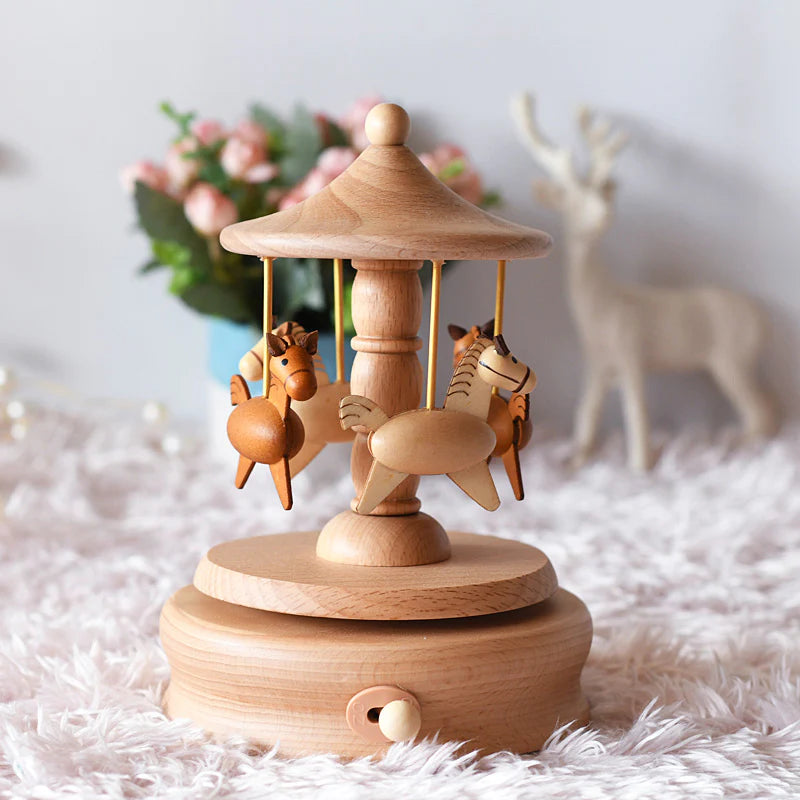 Merry Go Round Woodcraft Carousel Music Box