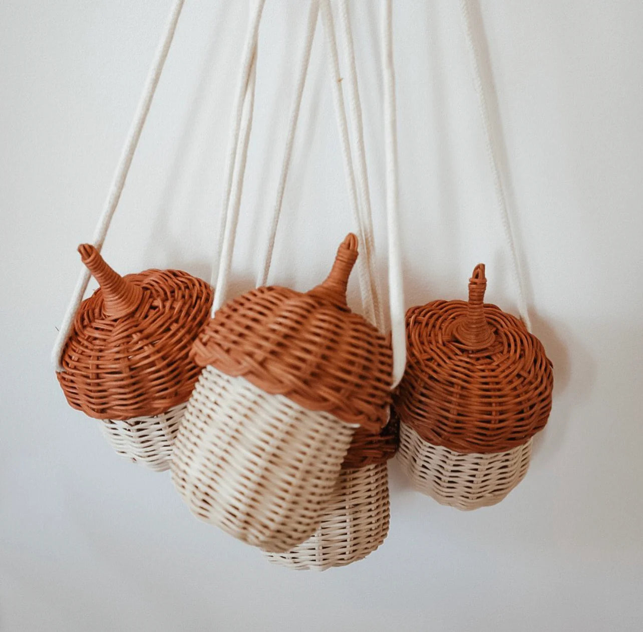 Autumn Acorn Crossbody Wicker Satchel