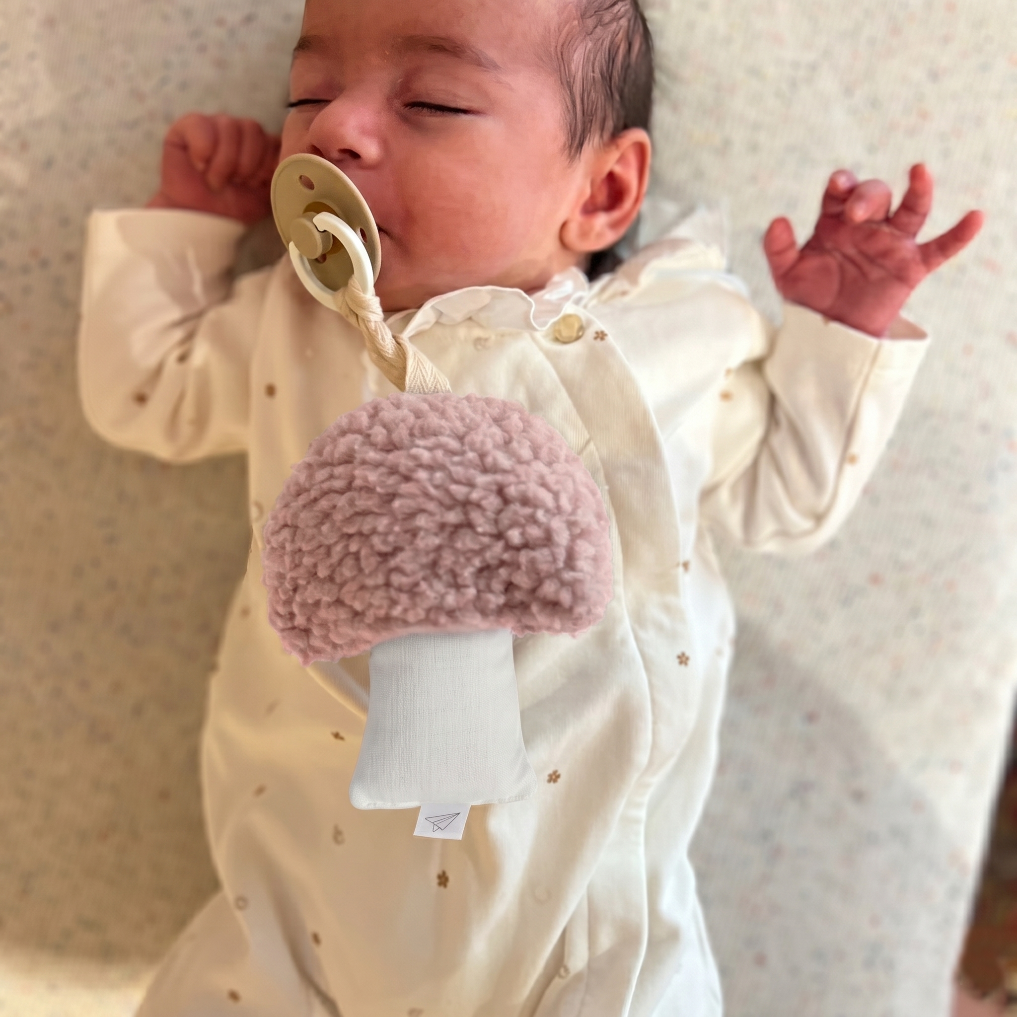 Sherpa Mushroom Pacifier Holder - Shortcake