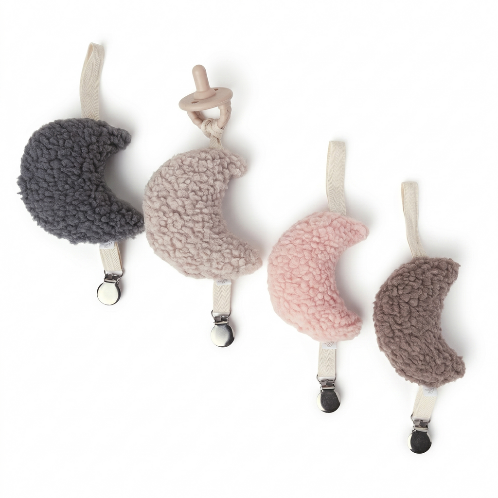 Sherpa Moon Pacifier Holder - Dew