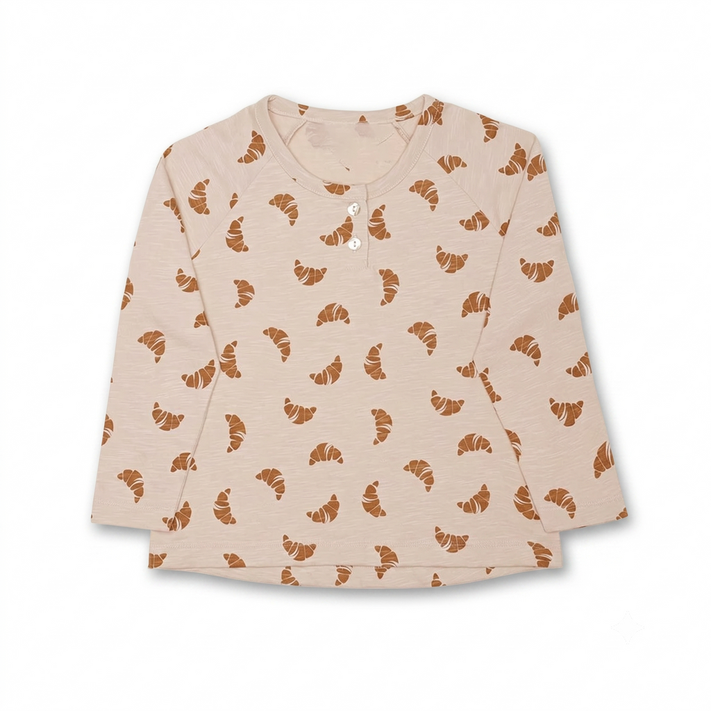 Long Sleeve Croissant Print Tee