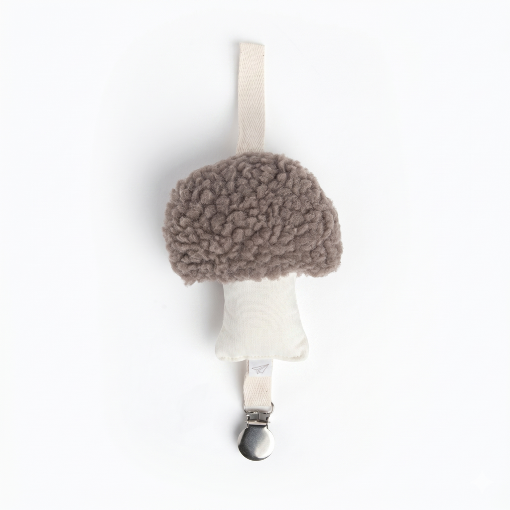 Sherpa Mushroom Pacifier Holder - Espresso