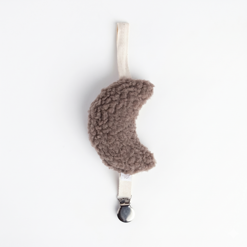 Sherpa Moon Pacifier Holder - Espresso