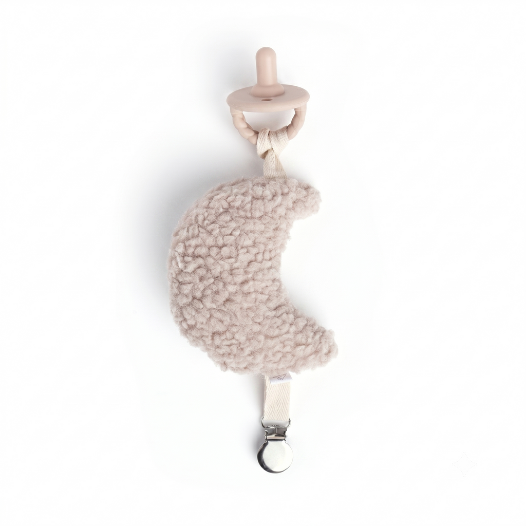 Sherpa Moon Pacifier Holder - Aspen