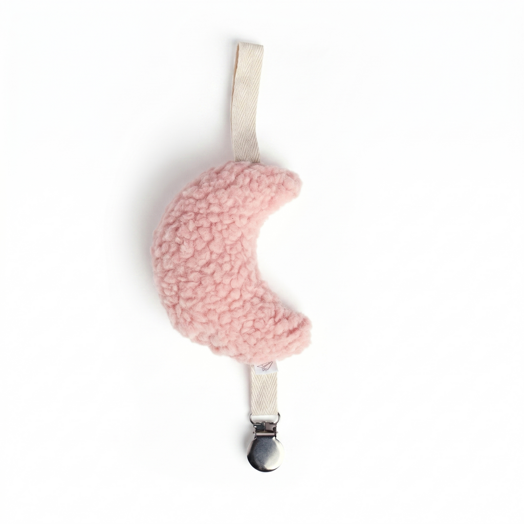 Sherpa Moon Pacifier Holder - Shortcake