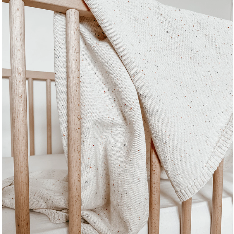 Confetti Speckled Knit Blanket in Milkshake