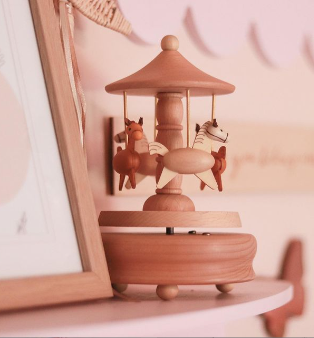 Merry Go Round Woodcraft Carousel Music Box