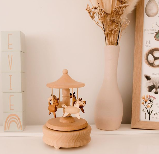 Merry Go Round Woodcraft Carousel Music Box