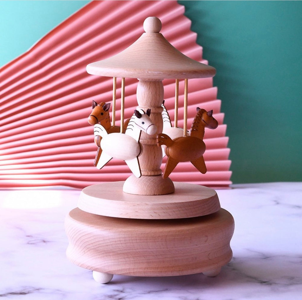 Merry Go Round Woodcraft Carousel Music Box