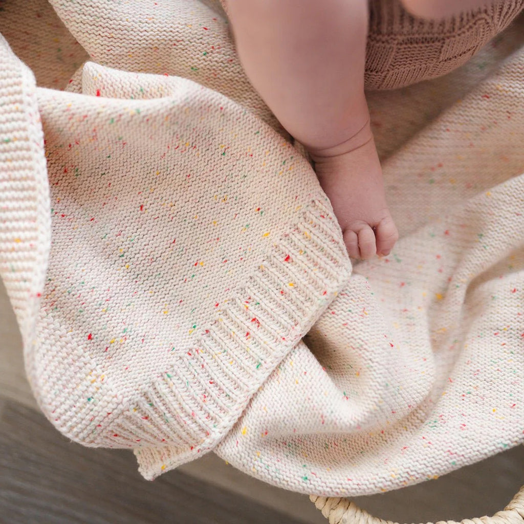 Confetti Speckled Knit Blanket in Sand