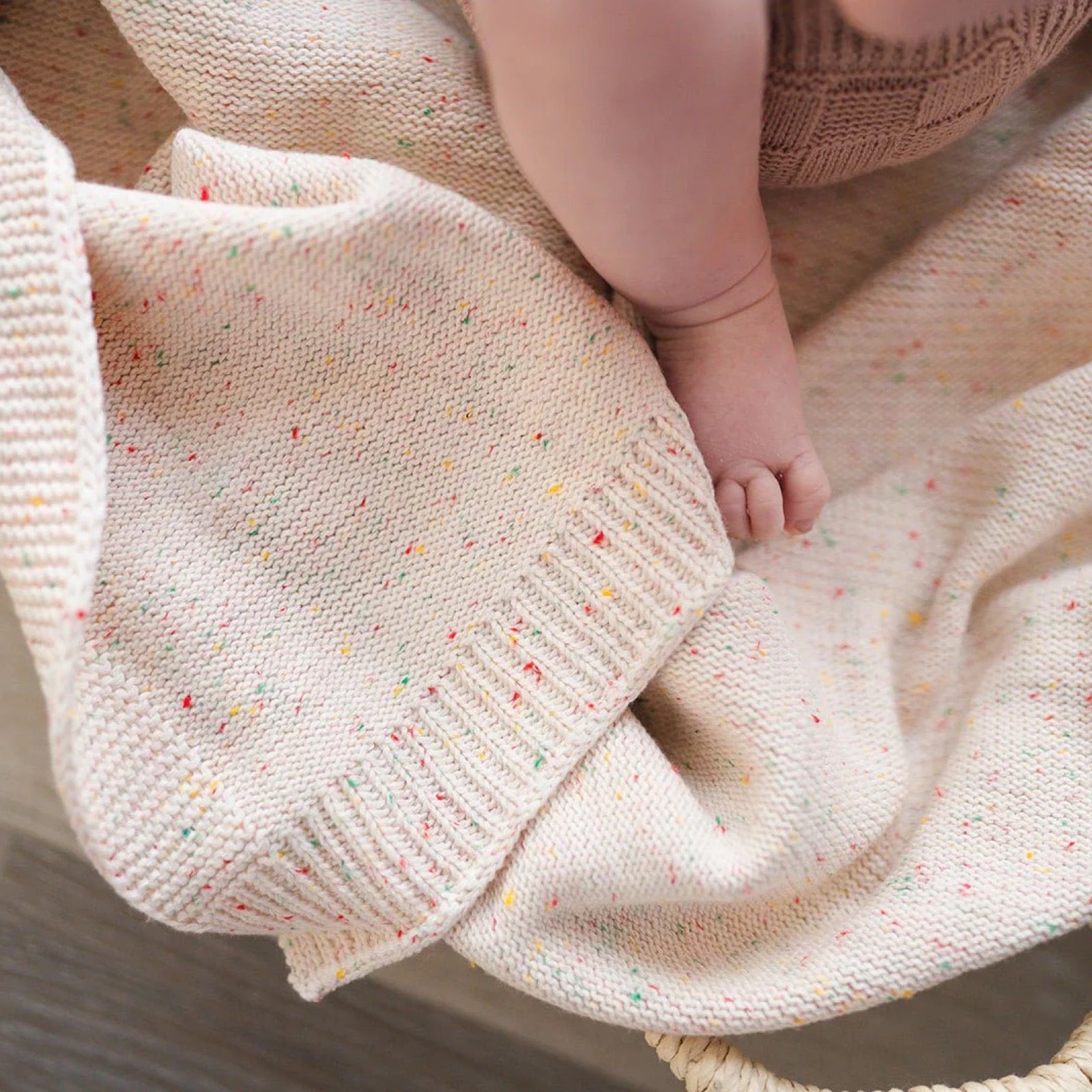 Confetti Speckled Knit Blanket in Sand