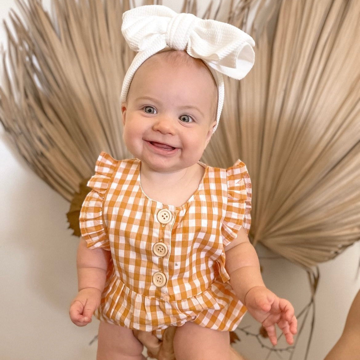 Gingham Romper Orange