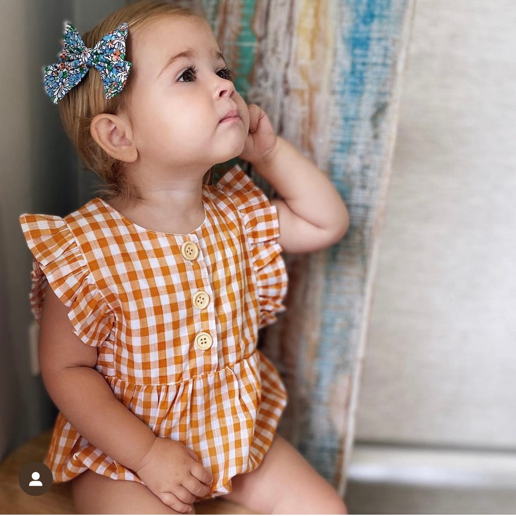 Gingham Romper Orange