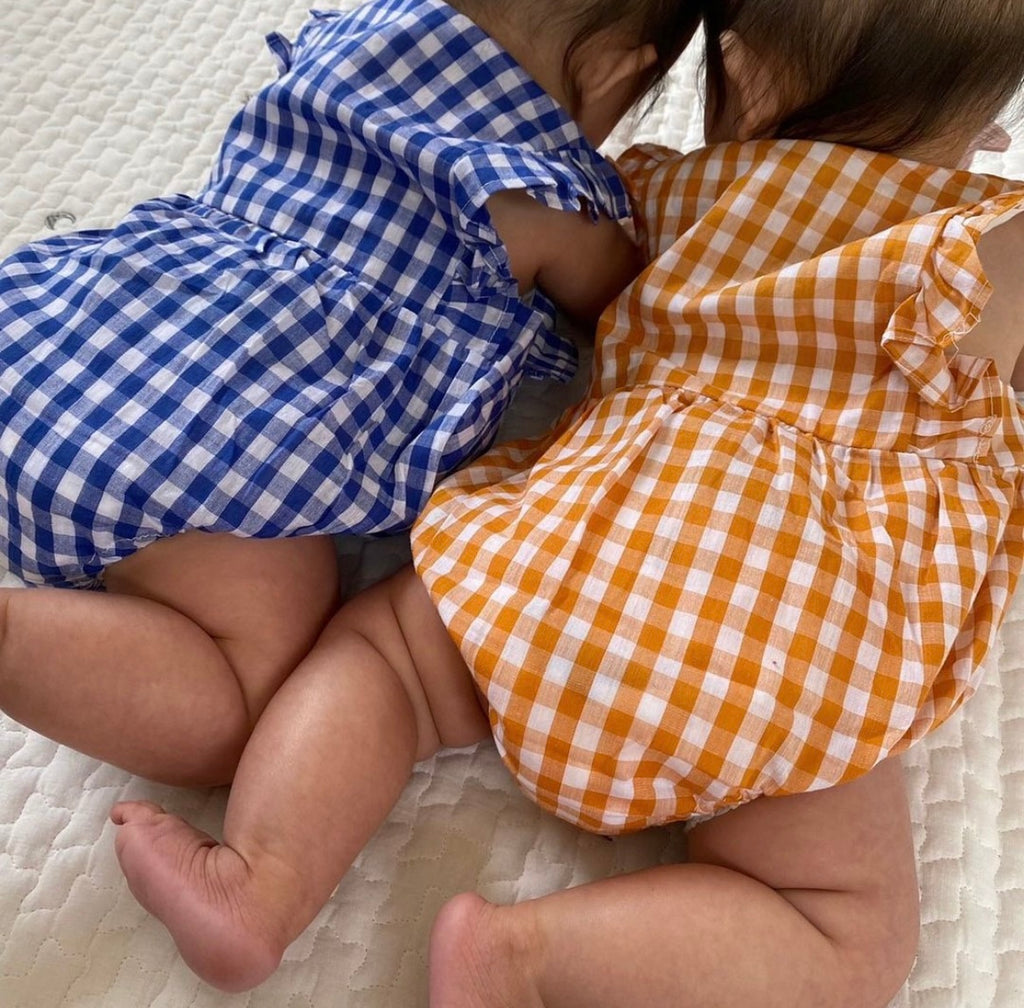 Gingham Romper Blue