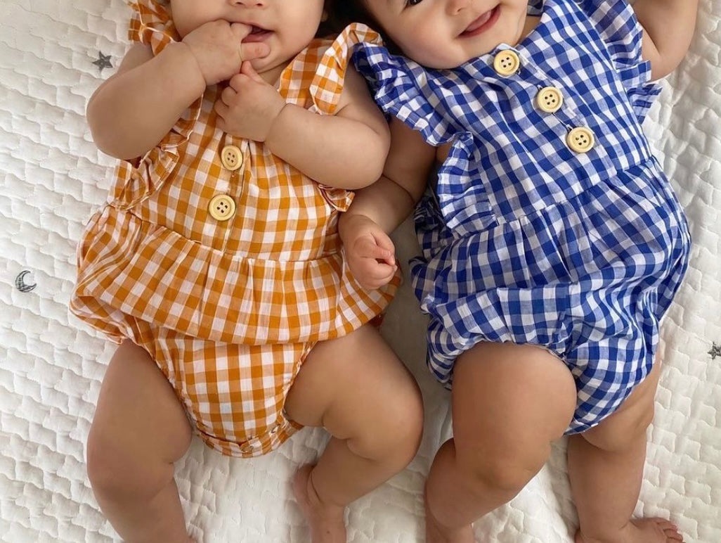 Gingham Romper Blue