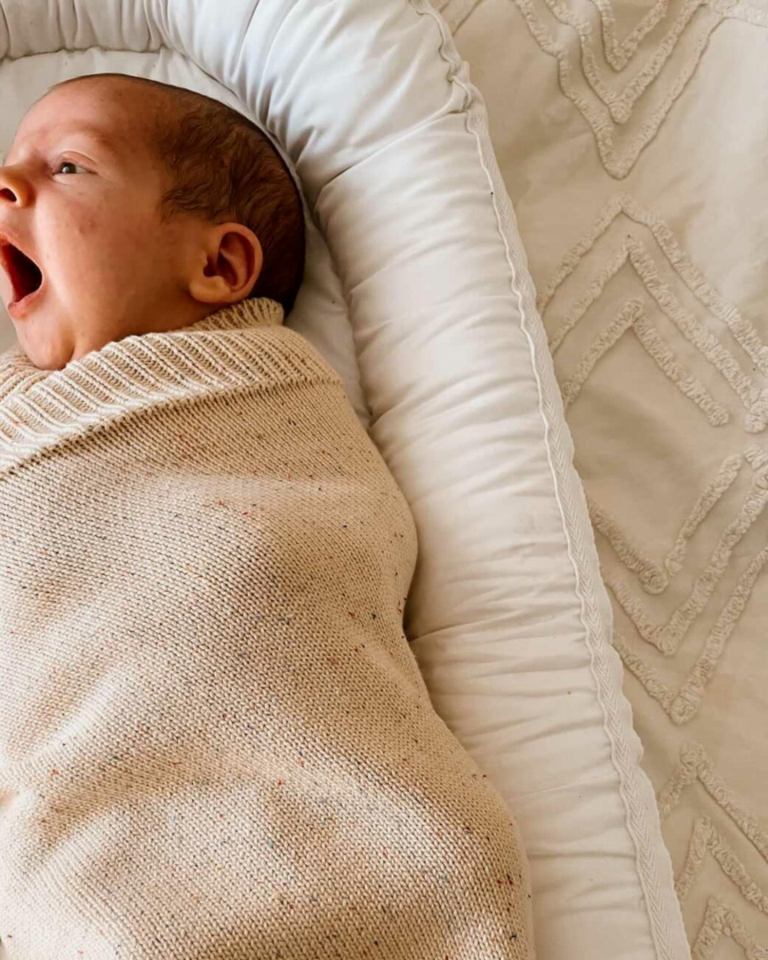 Confetti Speckled Knit Blanket in Sand