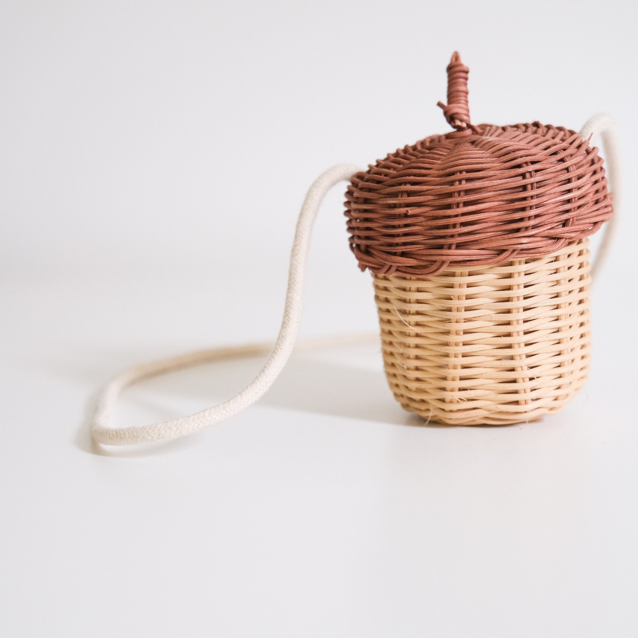 Autumn Acorn Crossbody Wicker Satchel