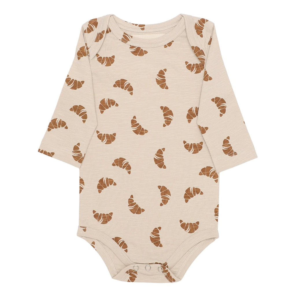 Croissant Print Long Sleeve Onesie