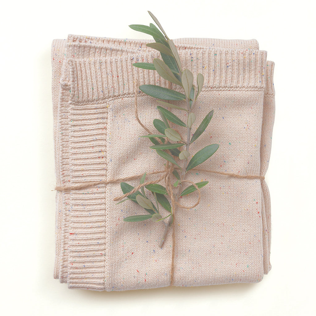 Confetti Speckled Knit Blanket in Sand