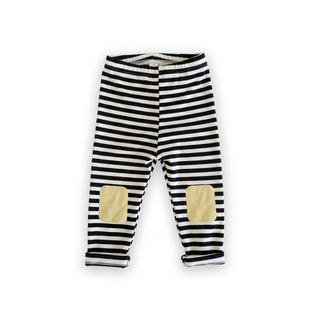 Knee Patch Leggings - Black/White