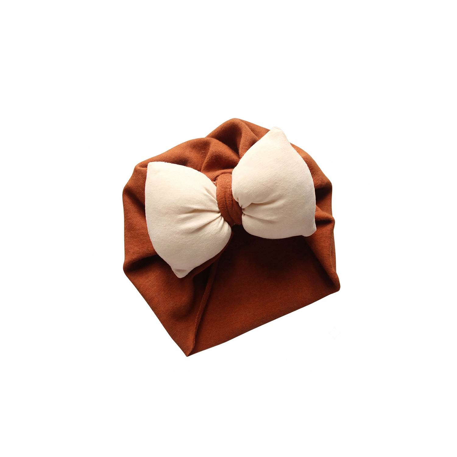 Newborn Bow Beanie - Brown/Cream