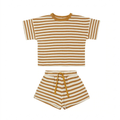 Sunday Waffle Knit Set - Striped Chestnut