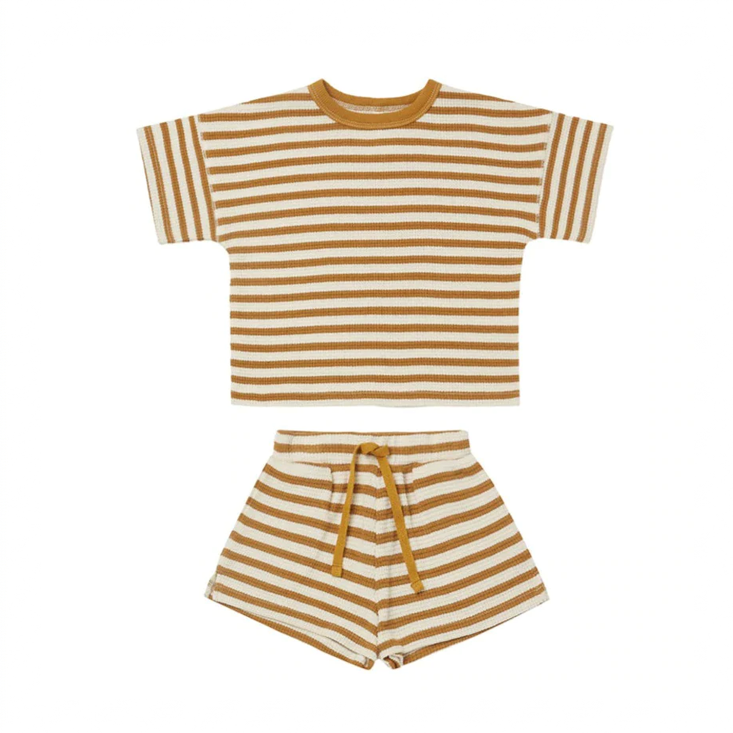 Sunday Waffle Knit Set - Striped Chestnut