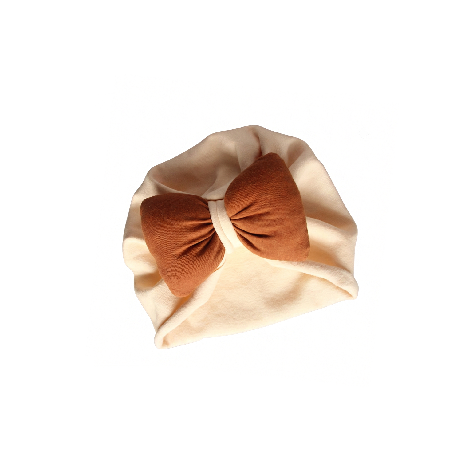 Newborn Bow Beanie - Cream/Brown