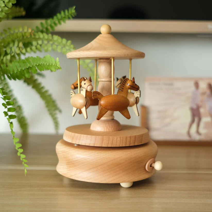 Merry Go Round Woodcraft Carousel Music Box