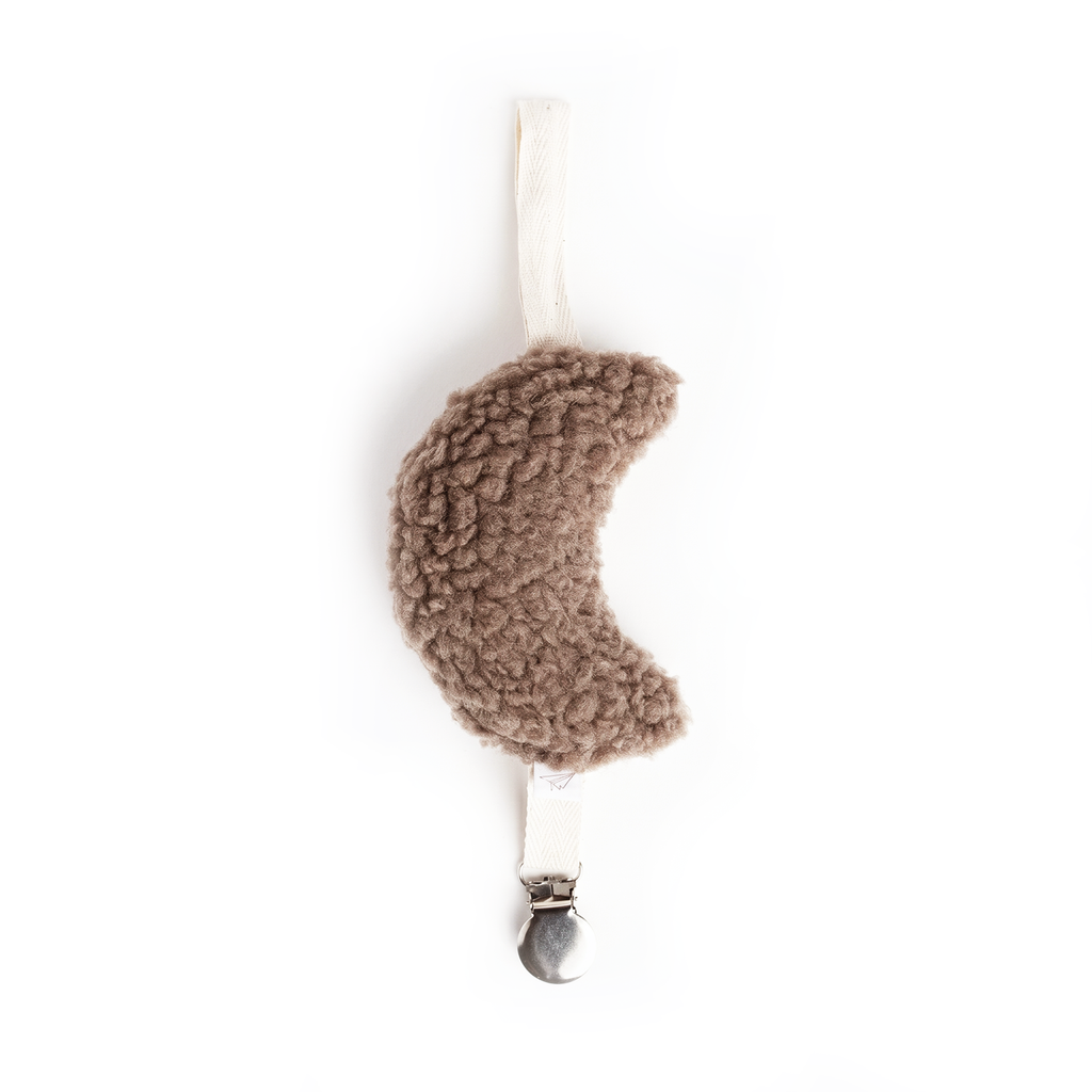 Sherpa Moon Pacifier Holder - Espresso