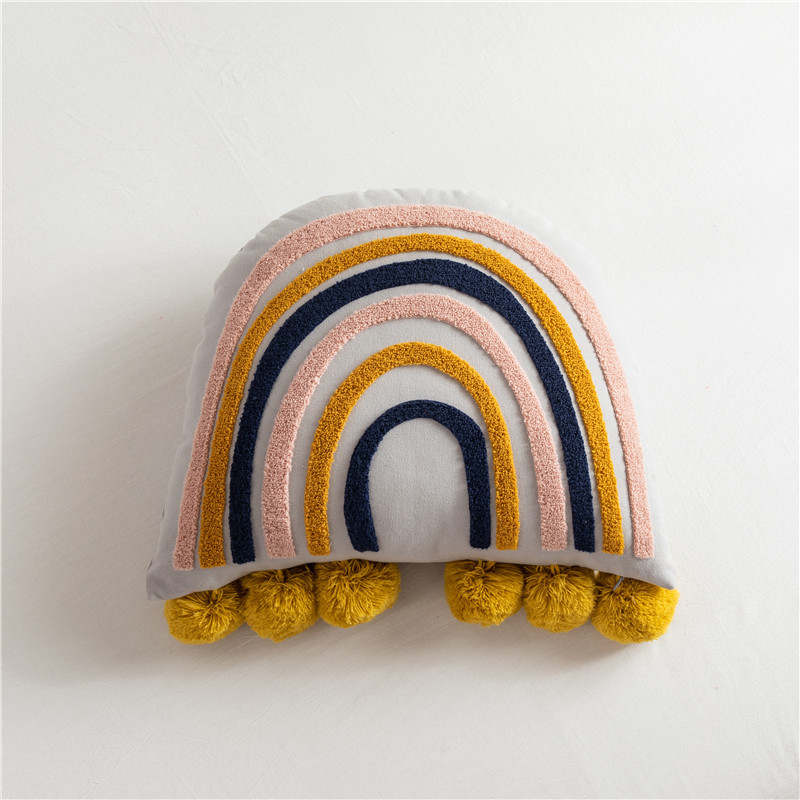 Embroidered Rainbow Pillow - Sun