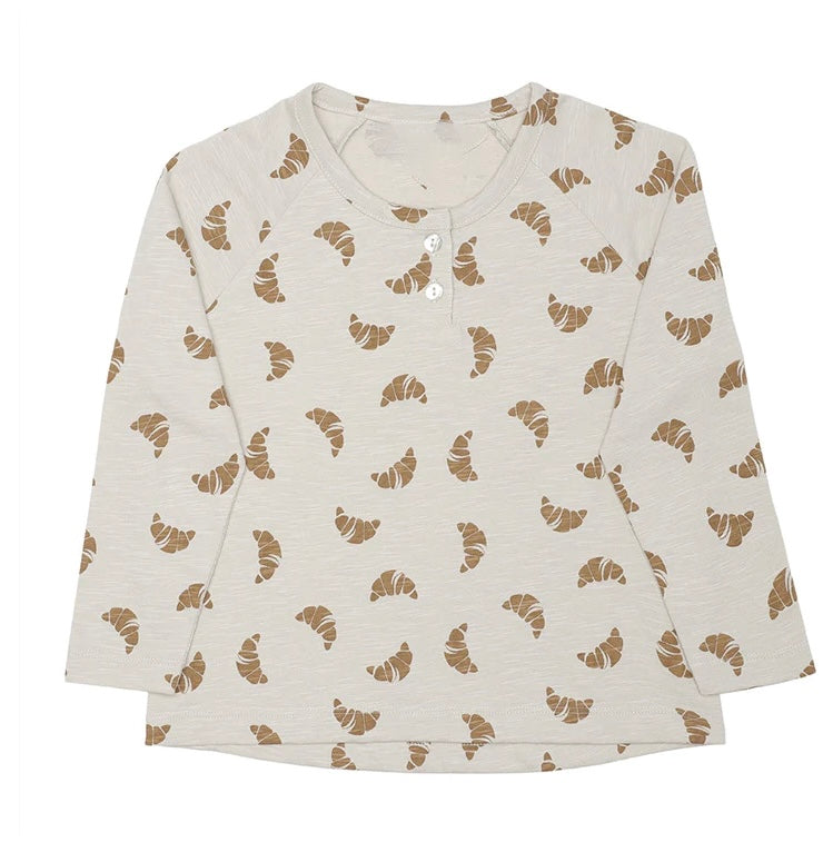 Long Sleeve Croissant Print Tee