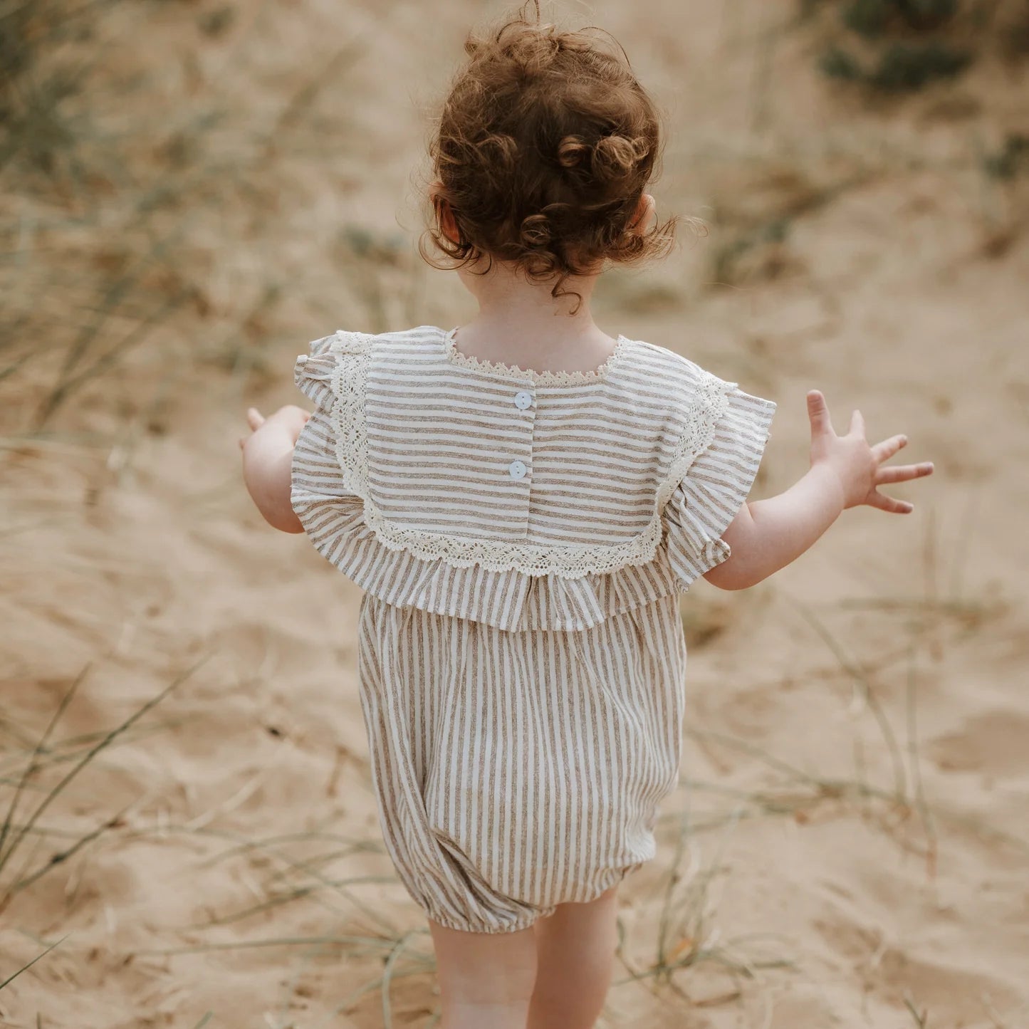 Frill Romper Beige