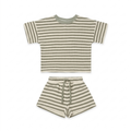 Sunday Waffle Knit Set - Striped Olive