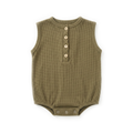 Matteo Waffle Romper - Olive