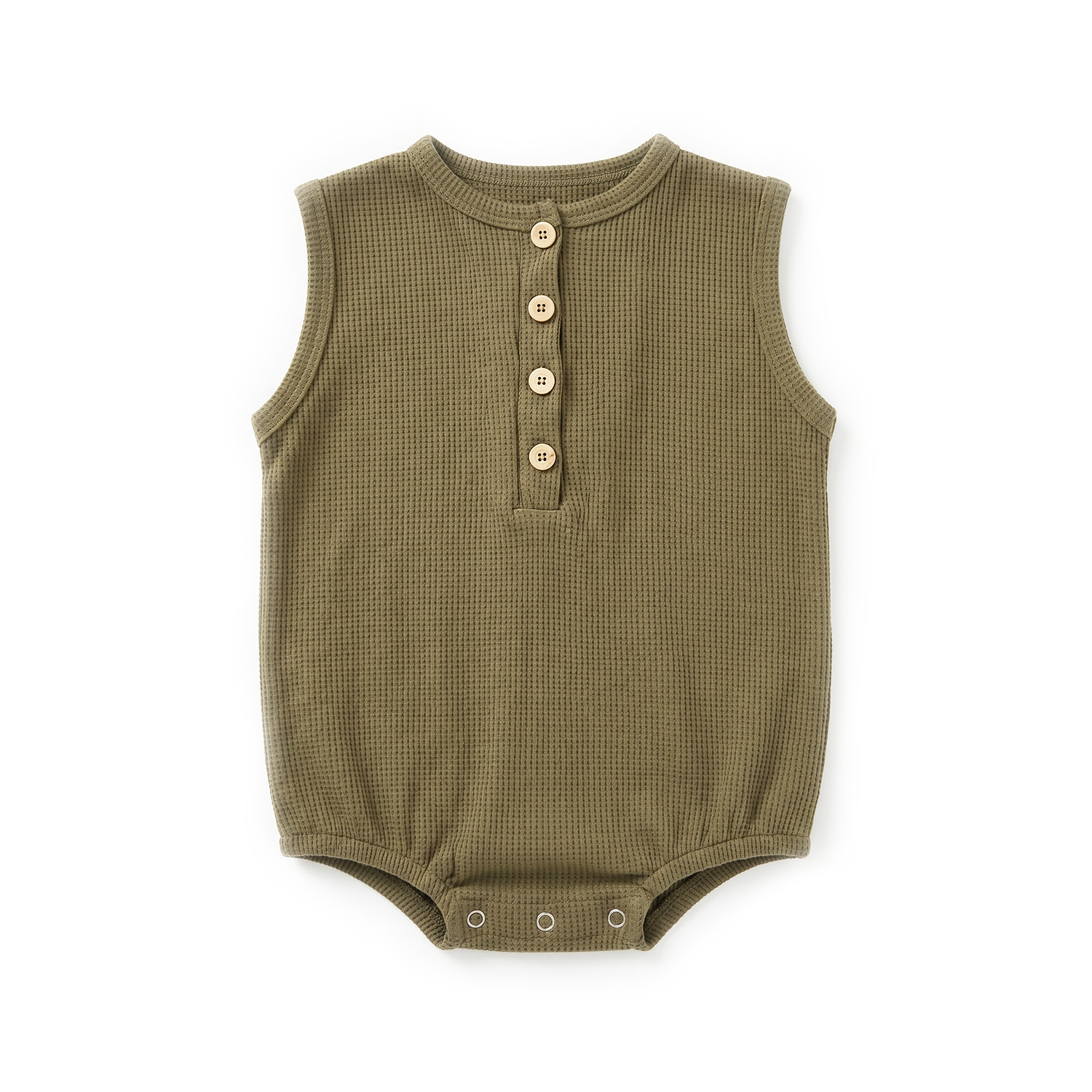 Matteo Waffle Romper - Olive