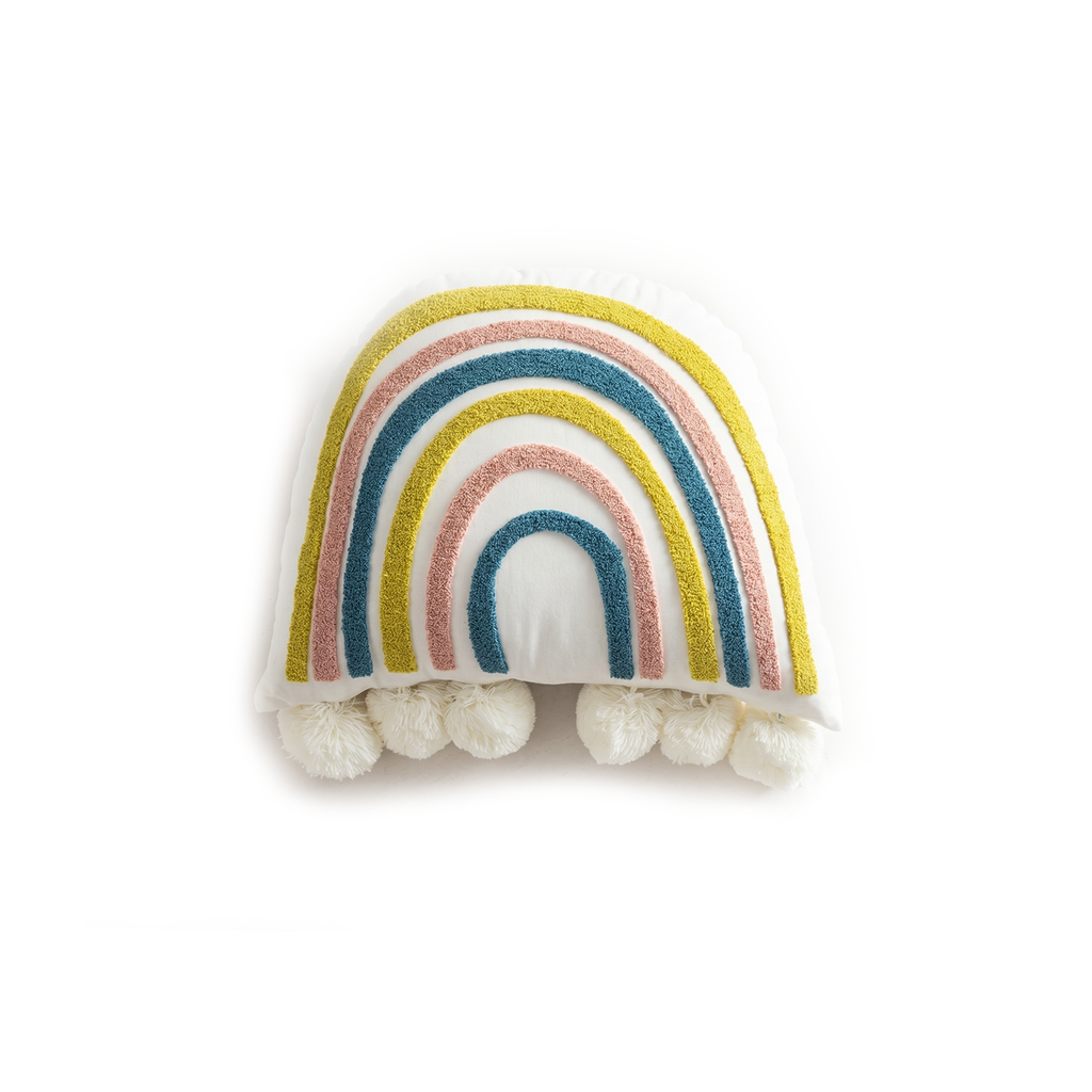Embroidered Rainbow Pillow - Sky