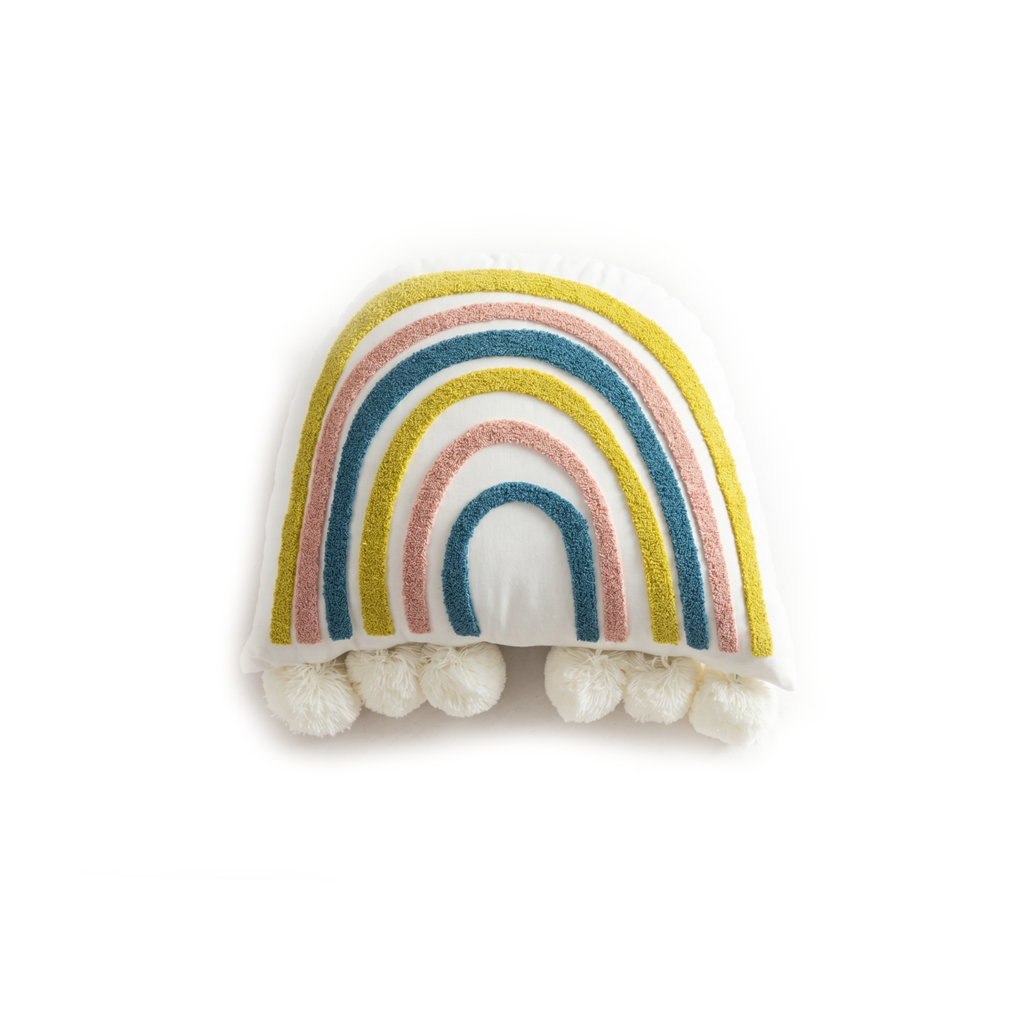 Embroidered Rainbow Pillow - Sky
