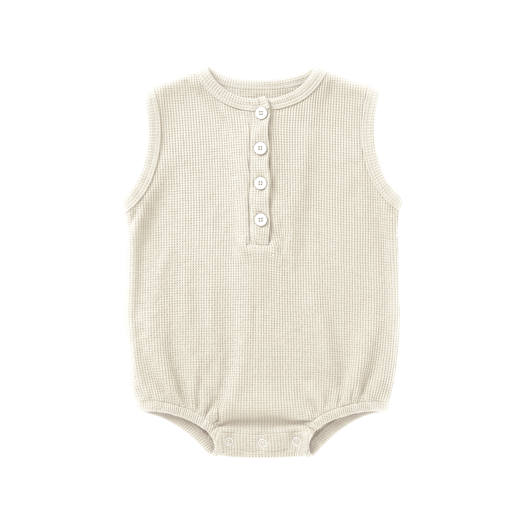 Matteo Waffle Romper - Sea Salt